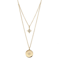 COLLIER PLAQU� OR DOUBLE RANG ETOILE