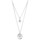 COLLIER ARGENT RHODI� DOUBLE RANG ETOILE ET PASTILLE OXYDE BLANC 40+4CM