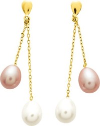 Pendents perle de culture blanches et roses 