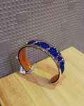 bracelet leopard 14mm cuir glitter bleu et abricot